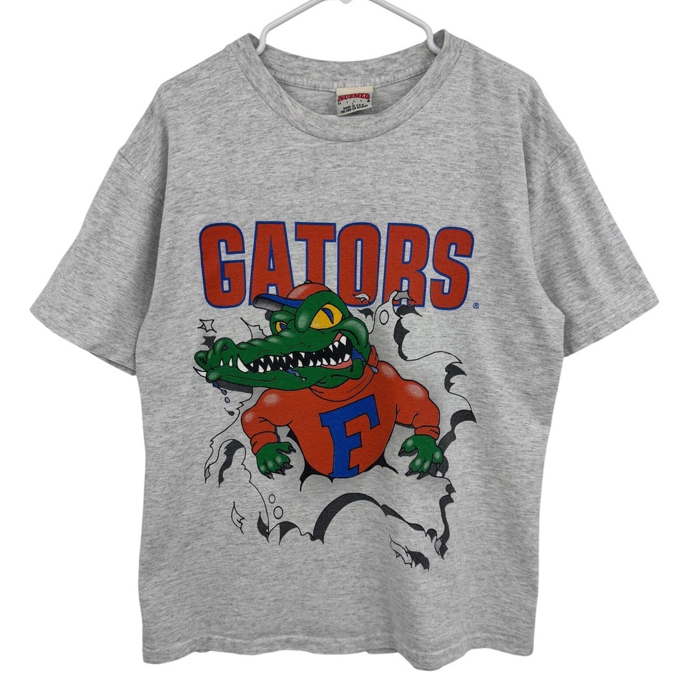 Vintage Nutmeg Mills‎ Florida Gators T-Shirt Grey L 90s USA Made Graphic Tee